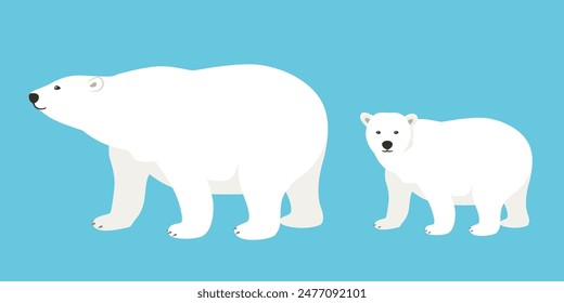 Polar bear parent and child_vector illustration