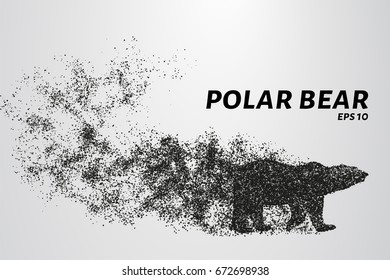 Polar bear from the particles. The bear consists of dots and circles. Vector illustration