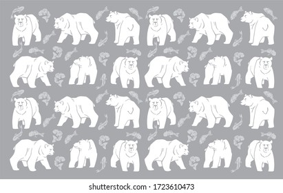 Patrón de oso polar con peces para papel pintado o tela. Muy bueno para los niños y el personal adulto.