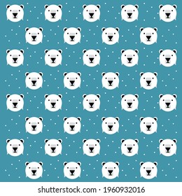 Polar bear pattern for kids and baby cloth, kids book and printing. White snow bear pattern vector illustration pastel color seamless.