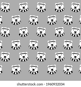Polar bear pattern for kids and baby cloth, kids book and printing. White snow bear pattern vector illustration pastel color seamless.