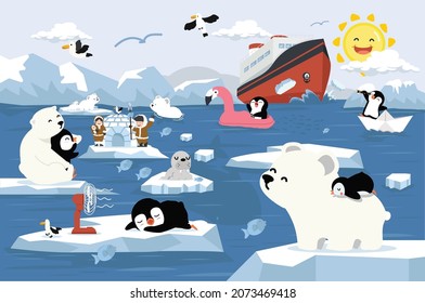 polar bear with penguin North pole Arctic 