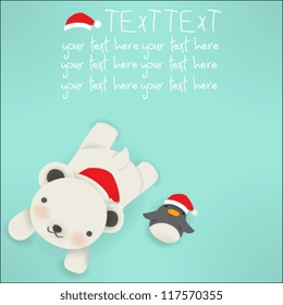 Polar bear & Penguin - xmas  greeting card