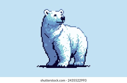 Polar Bear Pixel Art Illustration 8 bits