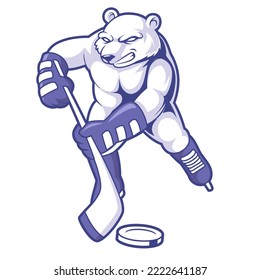 polar bear play ice hokey mascot logo concept