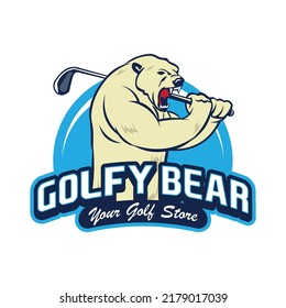 Polar Bear Playing Golf Vector Illustration, Perfect For Golf Store Logo Design And Club