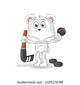 the polar bear playing hockey vector. cartoon character