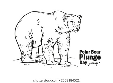 Polar bear plunge day banner, greeting card 