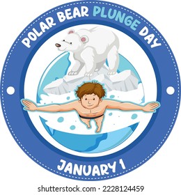Polar Bear Plunge Day icon illustration