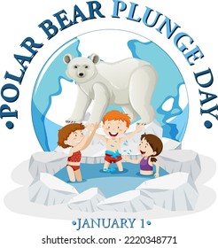 Polar Bear Plunge Day January icon  illustration