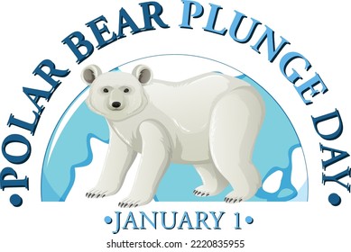 Polar Bear Plunge Day January icon  illustration