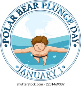 Polar Bear Plunge Day January icon  illustration