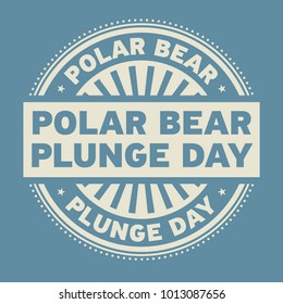 Polar Bear Plunge Day Rubber Stamp, Vector Illustration