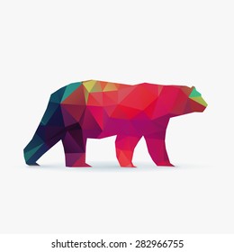 polar bear polygon crazy color silhouette