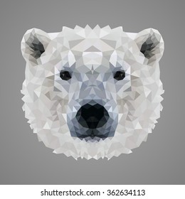 Polar bear portrait. Low poly design. Abstract polygonal illustration.