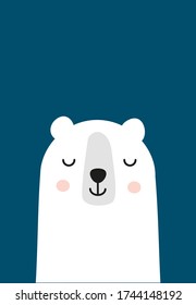 polar bear poster print with blue background