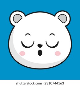 Polar Bear Relieve Face Head Kawaii Sticker Isolated