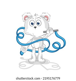 the polar bear Rhythmic Gymnastics mascot. cartoon vector