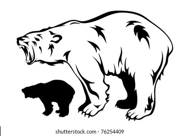 polar bear roaring vector illustration