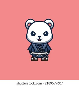Oso Polar Samurai Cute Creativo Logo De Mascota De Caricatura Kawaii