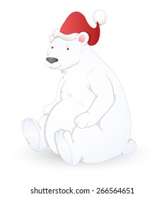 Polar Bear with Santa Cap