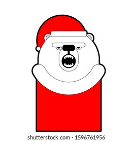 Polar Bear Santa Claus isolated. Christmas and New Year illustration