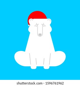 Polar Bear Santa Claus isolated. Christmas and New Year illustration
