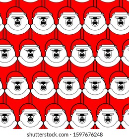 Polar Bear Santa Claus pattern seamless. Christmas and New Year background. Baby fabric xmas ornament