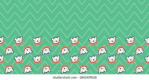 Polar Bear Scarf Christmas Frame Border Seamless Pattern. Vector illustration. Perfect for Christmas, New Year, party, winter, fashion, decoration, gift wrapping, textile design, background