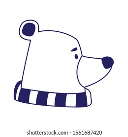 polar bear with scarf over white background, vector illustration