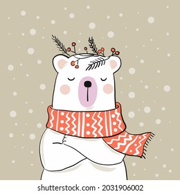 Eisbär mit Schal für eine Postkarte