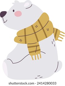 Polar Bear With Scarf Vector Illustration
