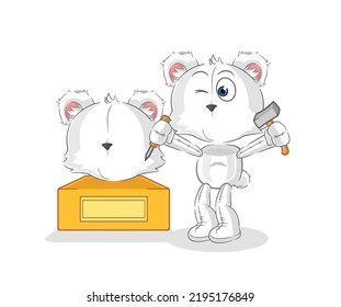 el personaje del escultor del oso polar. vector de mascota de dibujos animados