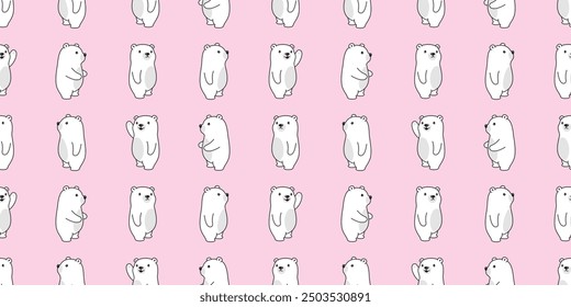 polar bear seamless pattern teddy vector pet doodle cartoon gift wrapping paper scarf isolated repeat wallpaper tile background illustration design