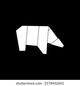 Polar Bear Shape Inspired by Origami Form, can use for Logo, Pictogram, Endangered Animals Figure, Website, Apps, or Graphic Design Element. Vector Illustration