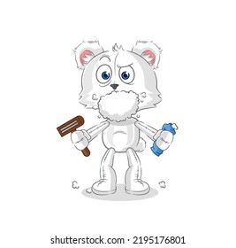 the polar bear shave facial hair vector. cartoon character