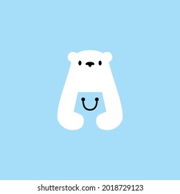 polar bear shop negative space logo vector icon illustration	