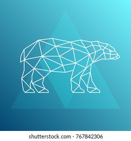 Polar bear, side view. Geometric style. Vector illustration. 