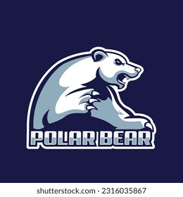 Polar bear side view mascot logo for sports