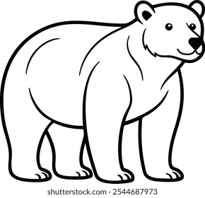 Vector de icono de silueta de oso polar. Dibujos animados precioso oso oso de peluche juguete infantil blanco y negro monocromo Vector línea de arte