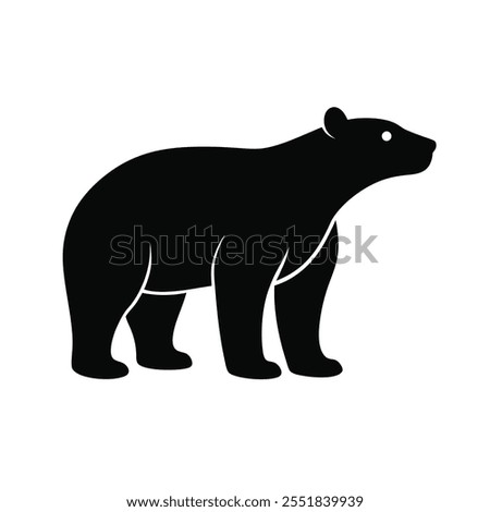 Polar bear silhouette on white background 