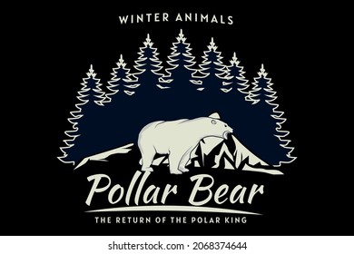polar bear silhouette retro t shirt design