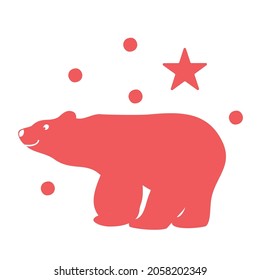 Polar bear silhouette. Vector flat icon