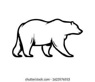 Polar bear silhouette, vector illustration in black color...