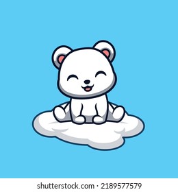 Polar Bären auf Cloud Cute Creative Kawaii Cartoon Mascot Logo
