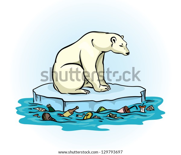 Polar Bear Sitting On Melting Ice Stock Vector Royalty Free 129793697