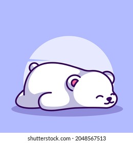 polar bear sleeping with cute mascot character illustration vector icon