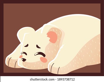polar bear sleeping portrait wildlife cartoon animal vector illustration
