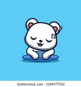 Polar Bear Sleepy Cute Creative Kawaii Cartoon Mascot Logo