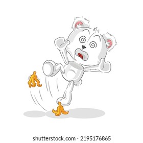 the polar bear slipped on banana. cartoon mascot vector